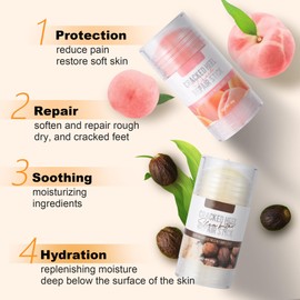 Shea Butter Dry Cracked Hands and Feet Repair Stick, Moisturizing Foot Cream with Shea Butter and Coconut Oil，Moisturizes and Softens Heels, Gently Exfoliates and Improves Dry Skin，1.41 OZ