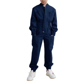 Haloumoning Kids Coveralls Boys Long Sleeve Jumpsuit Zip Up Flight Suit with Pockets 5-14 Years