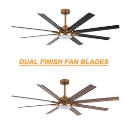 Parrot Uncle Ceiling Fans with Lights and Remote 65 Inch Black Ceiling Fan with LED Light Large Outdoor Ceiling Fans for Patios Covered, Antique Gold