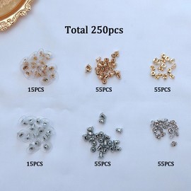 Ryaupy Pack of 130 6 Models Clasps Rubber Earring Metal Stud Flat Pad and Butterfly Ear Stoppers Closure Stud Earrings Stainless Steel Stopper Posts for DIY Women's Earring Making
