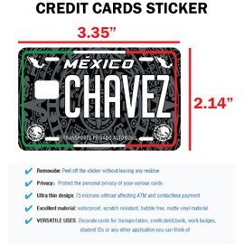 Chavez Credit Card Skin Cover Vinyl Stickers (4 Pack) -Mexican Decal Mexico Car Plate Adhesive Chavez