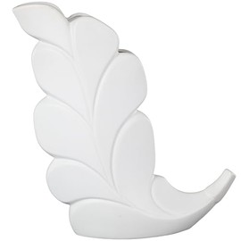 Deco 79 Ceramic Leaf Decorative Vase Slanted Centerpiece Vase, Flower Vase for Home Decoration 14" x 4" x 15", White