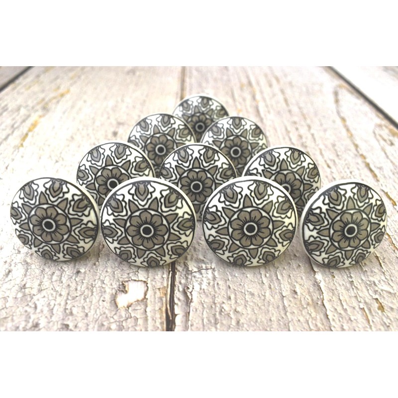 ARTISNO Beautiful Yellow and White Ceramic Knobs for Kitchen Cabinets