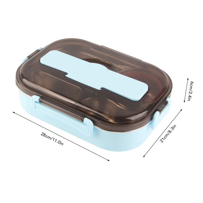 Stainless Steel Lunch Box Food Grade Safe 4 Compartments Portable