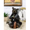 Western Rustic Hunter Black Bear Holding Shotgun And Mallard Duck