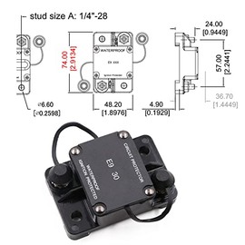 T Tocas T Tocas Type T1 Auto Reset Circuit Breakers No Switch Button Waterproof 30A 32V DC