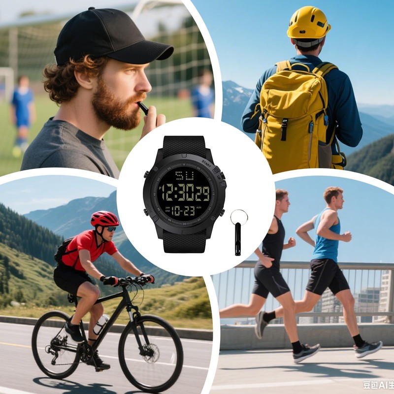 atnayo Referee Watch, Digital Waterproof Wrist Stopwatch with Whistle for