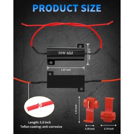 AUXLIGHT 4Pcs Quality 50W 6ohm Load Resistors - Fix LED Turn Signal Blinker/Error Code (Resistors get Very hot During Working) - Black