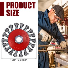 Tandefio 24 Pcs Wire Wheel Brush Wire Wheels with 5/8"-11 Threaded Arbor for 4 1/2 Angle Grinder Knotted Wire Cup Brush for Heavy Cleaning Rust Removal(Red,4 Inch)