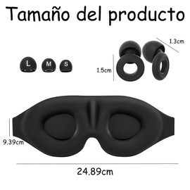 Wzenclave Kit 2pzs Antifaz para Dormir y 2 Pares Tapones Auditivos para Oídos Antifaz 3D 360° Oscuridad Total Tapones Espuma Viscoelástica Reducción Profunda de Ruido para Dormir Viajes y Oficina