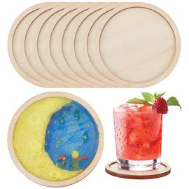 OLYCRAFT 10Pcs Unfinished Wood Coasters 100x6mm Flat Round DIY Coasters Kit Coaster Round Drinking Cup Coaster Wood Planter Drink Saucer Wood Pouring Supplies for Resin Art DIY Craft Coffee Table