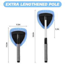 8 Pcs Car Window Cleaner Kit Include Windshield Cleaning Tool with Extendable Handle 5 Microfiber Bonnets 1 Car Ventilation Brush 1 Empty 50ml Spray Bottle Glass Wiper Kit (Light Blue)