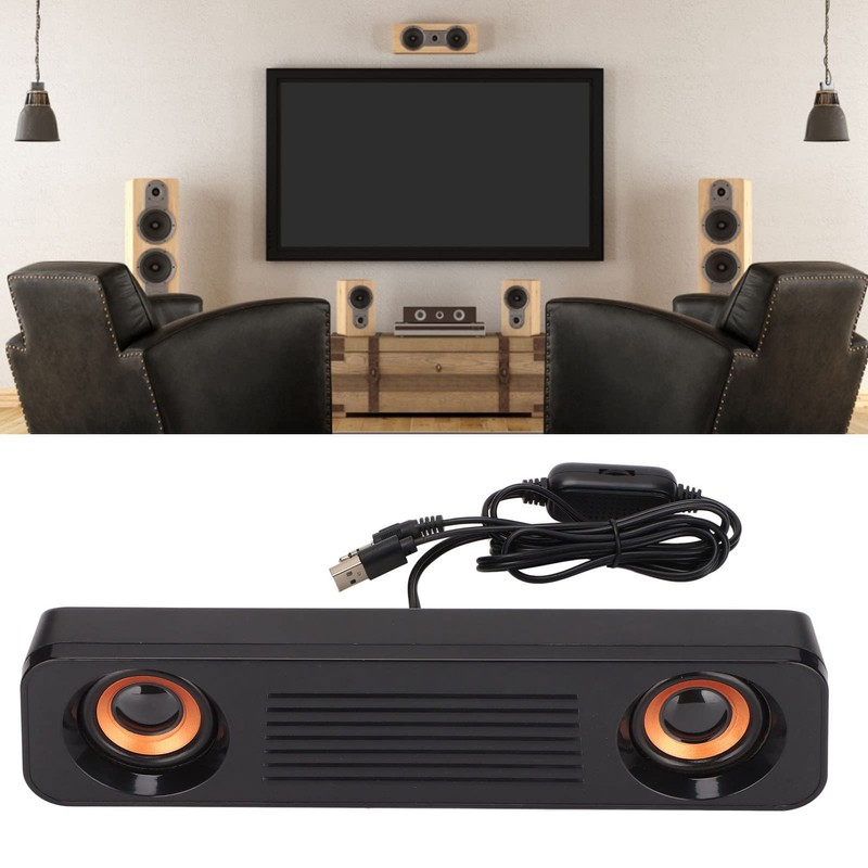 TV Soundbar USB Power 3.5mm Plug HiFi Stereo Subwoofer TV