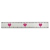 'Love Hearts Heart ' 30cm (12 Inch) White Plastic Ruler