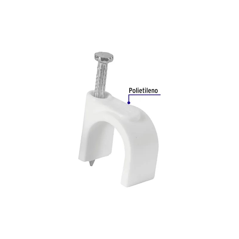 Bolsa Con 20 Grapas Blancas Para Cable Redondo 16mm Volteck
