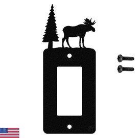Moose & Cabin Single Gang Light Switch, GFCI Power Outlet, Wall Plate (Single Rocker (GFCI), Black) - MADE IN USA