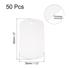 MECCANIXITY Metal Blank Tags Stamping, 30x50mm DIY Engraving Aluminum ID Tags Silver for Craft, Pendant Decoration, Pack of 50