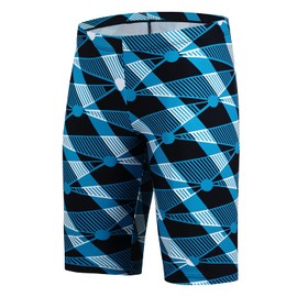 Xioker Boy Square Legs Swim Jammer with UPF50+,Youth Boy Jammer Swimming Shorts for Training(Blue Printed S)