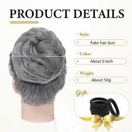 WKCT Messy Bun Hair Pieces for Women, Wavy Claw Clip Hair Bun, Synthetic Fake Hairs Buns Extension, Tousled Updo Messy Buns Hairs Clip for Women Daily Wear (Dimray#, 1 Count (Pack of 1))