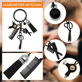 Oubaka Hairdresser Gifts Keychain Hair Stylist Keychain Hairdresser Hair Dryer, Scissor, Comb Charm Pendant Keyring Hair Barber Gift Hairstylist Birthday Cosmetology Graduation Keyring Jewelry