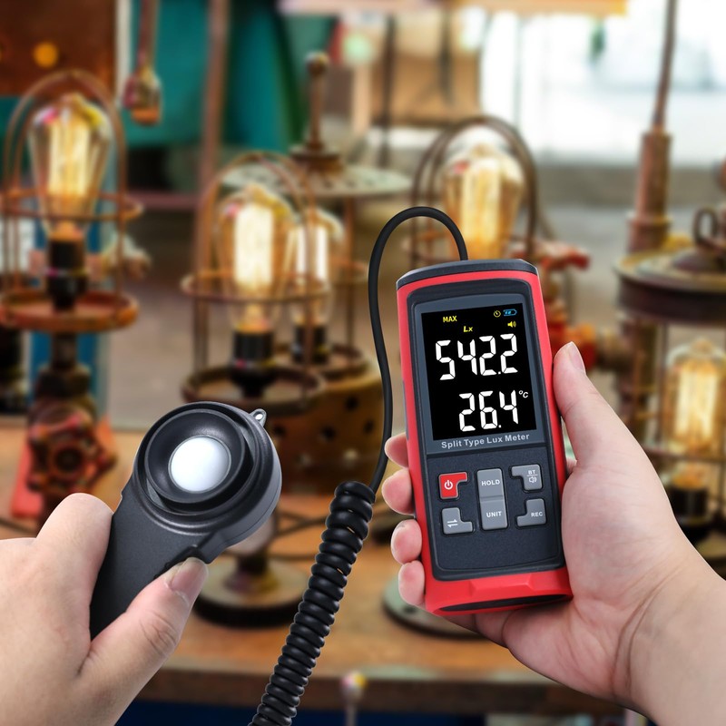 Light Meter Digital Illuminance Meter with Ambient Temperature Measuring and
