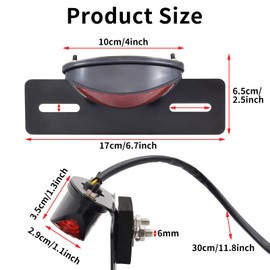 YnGia Motorcycle Brake Stop Running Light, Motorcycle Rear Tail Light with License Plate Bracket for Scooter Cafe Racer