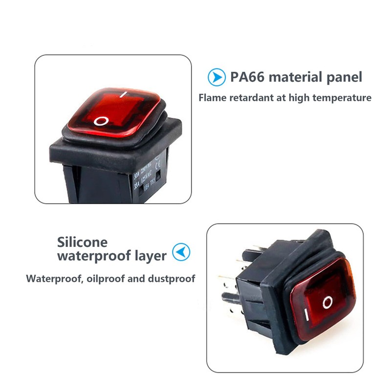 WANGCL 5PCS LED Waterproof Toggle Switch 12V ON/OFF/ON 3 Position