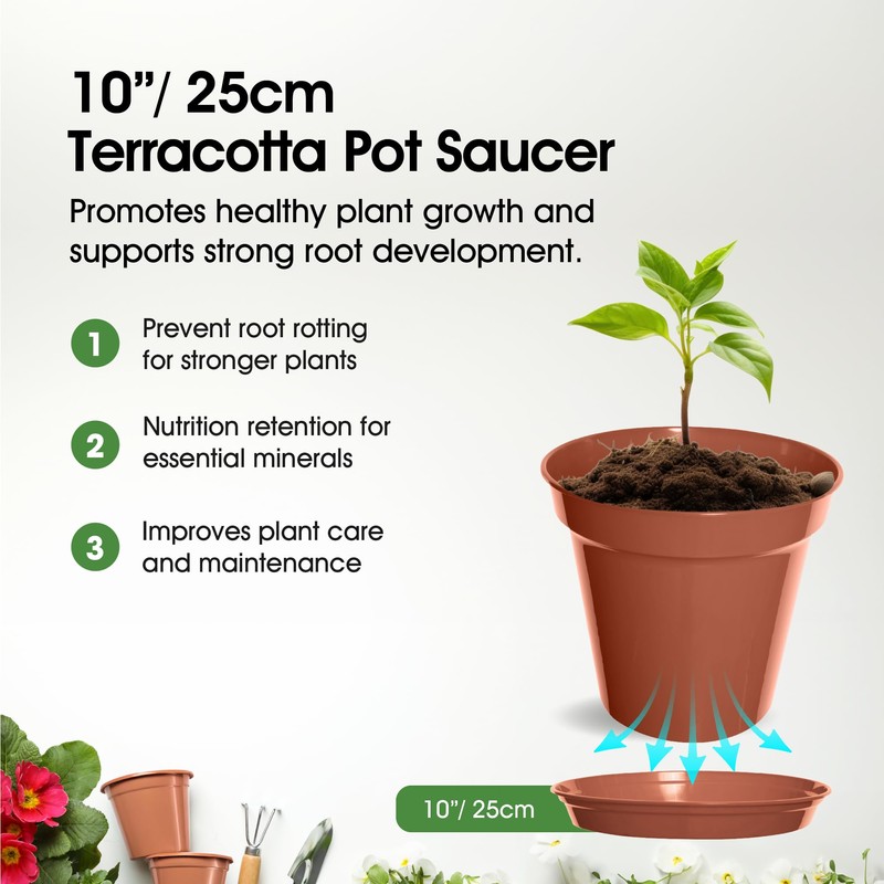 Whitefurze G04124 Garden Pot Saucer for 25cm Pot - Terracotta