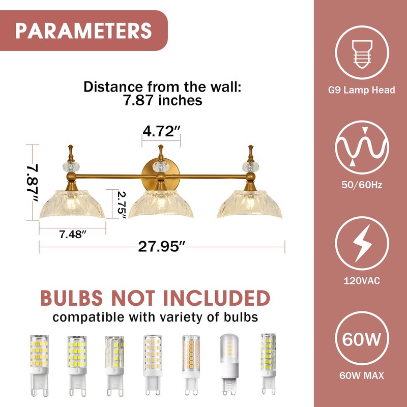 Qgiytp Vintage Bathroom Light Fixtures Gold Bathroom Vanity Light with