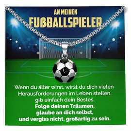 SOFIA FERRER Football Gifts Boys 7, 8, 9, 10, 11, 12 Years, Cool Gifts for Boys, Stainless Steel Necklace, Football Items, Boy 10 Years Gift Ideas, Son, Grandson, Birthday, Stainless Steel, Cubic