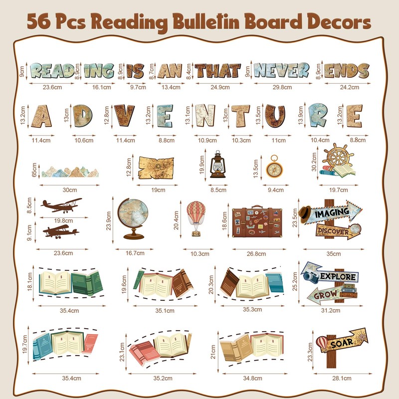 Honoson 48 Pcs Travel Bulletin Board Set Classroom Decorations Reading