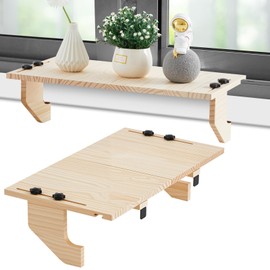 Chunful 2 Pcs Wooden Window Plant Shelf Stands 21.6*11.8 Inch Window Sill Extender No Drilling for Indoor Multiple Plants Space Saving