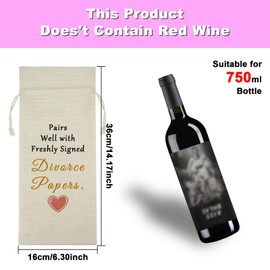 Divorce Gift New Beginning Gift for Women Men Wine Bag Divorce Party Decorations Breakup Christmas Congrats Gift Divorced Gift for Friends Sister Coworker Families Reusable Burlap Drawstring Wine Bag