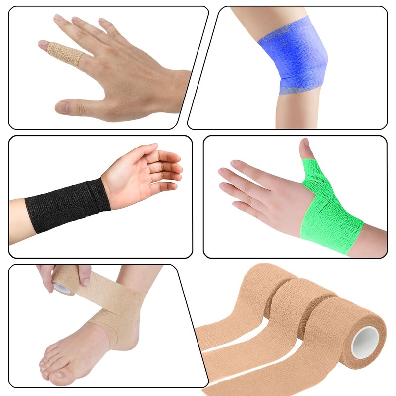 Twavang 6 Pack 2 Inches Self Adhesive Bandage Wrap Breathable