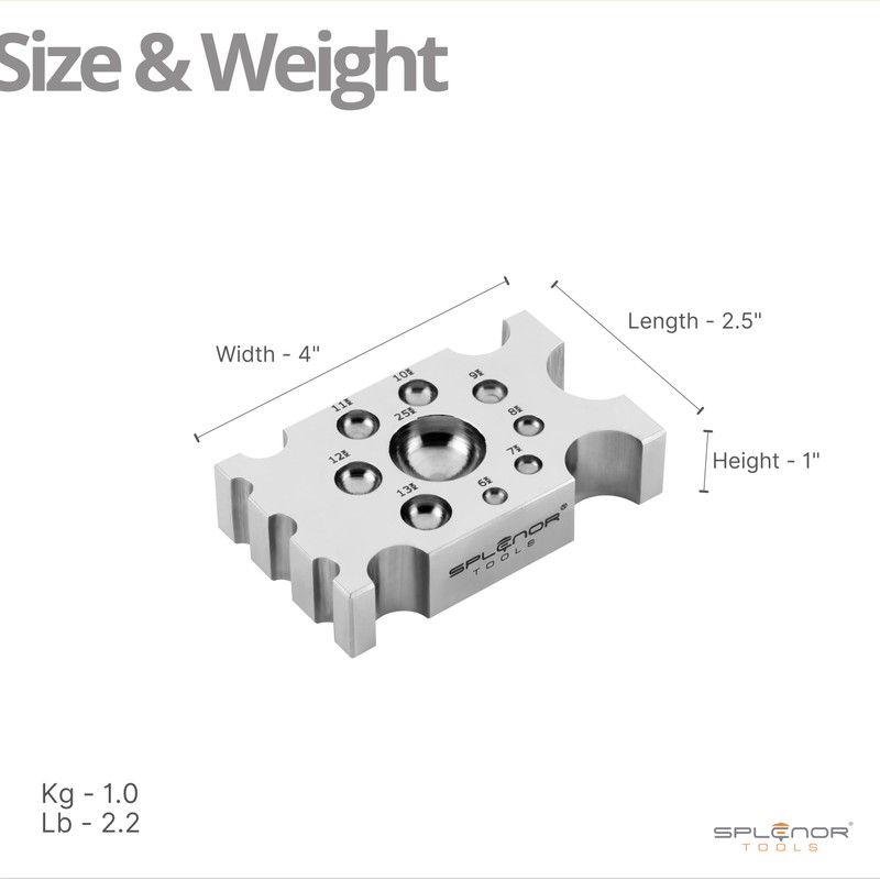 Splenor Tools Steel Designer Dapping Doming Block - for Jewelry