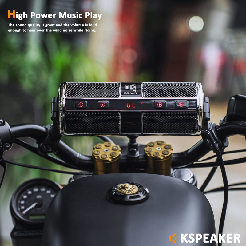 Motorcycle Speakers Bluetooth Waterproof Radio Audio System Built-in Amplifier, Great