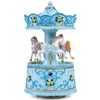 MS. WENNY Handcrafted Blue Carousel Music Box with Lights, Resin