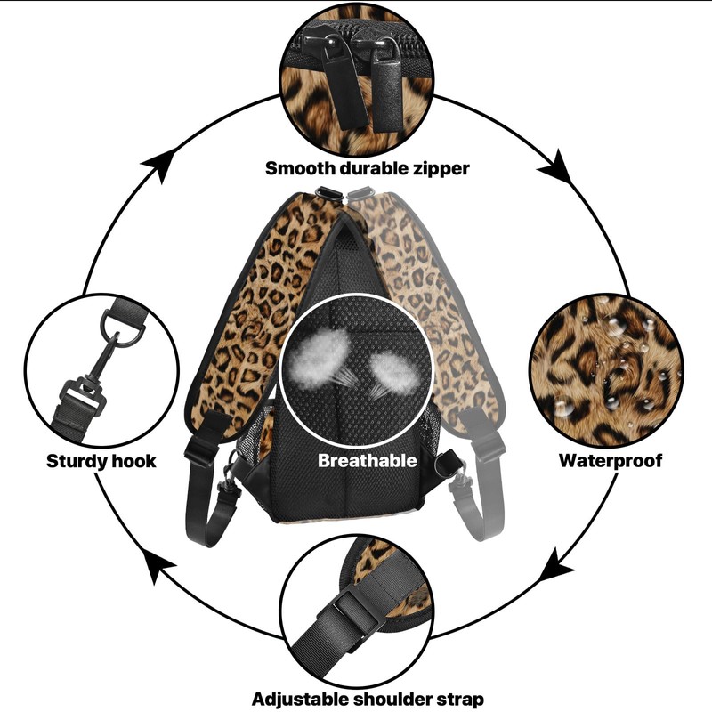 Yrebyou Leopard Print Sling Bag for Women Travel Sling Backpack