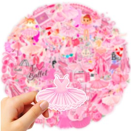 Ballet Dance Themed Stickers, Ballerina Party Favors Princess Birthday Supplies Decorations, Pink Bow Girl Baby Shower Accessory 55Pcs Ballerina Stickers for Water Bottles Laptop Skateboard Guitars
