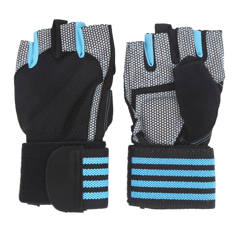 Half Finger Adjustable Cycling ShockAbsorbing Gloves AntiSlip Bicycle Gloves Blue(Blue
