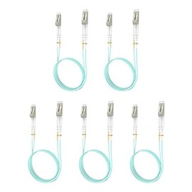 Yonwide Om3 Lc to Lc Fiber Patch Cable 1m (3ft) 5 Pack, Length Options: 0.2m - 100m, OM3 Fiber Lc to Lc Multimode, 10Gb Multi Mode Lc-Lc Fiber Optic Cable Duplex 50/125um, Aqua MM Fiber 1 Meter