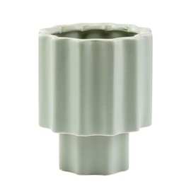 Napco Imports Indoor Outdoor Plant Succulent Herb Flower Pot with Saucer 5.25 x 7.5 Inch Ceramic Wavy Green