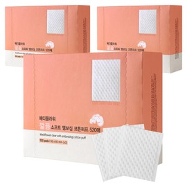 Mediflower Neat Soft Embossed Cotton Cotton Pads, 520 Sheets, 3 Pieces / 메디플라워 깔끔 소프트 엠보싱 코튼 화장솜, 520매입, 3개