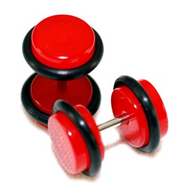 Dark Blood Red Acrylic Fake Cheaters Faux Illusion Plugs 0G Gauge 8mm 1 Pair Medium