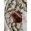 Brown Rose Floral Embroidered Tablecloth,Cut Work Rustic Coffee Table Runner,Beige