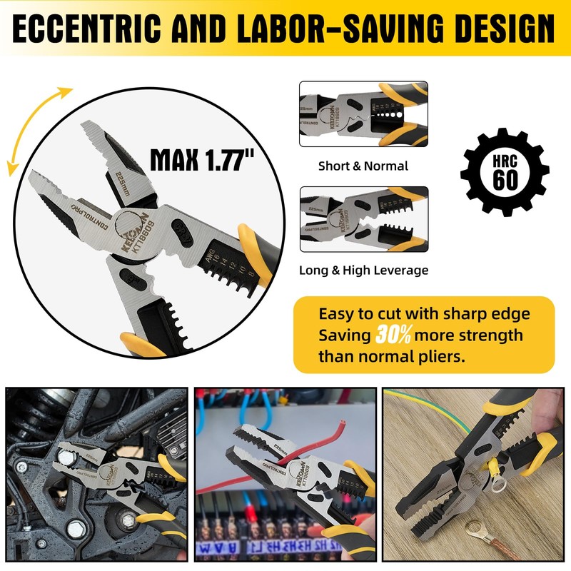 Fancytool Linesman Pliers Wire Stripper Crimper Cutter Combination Tool, 9"