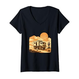 Womens Expeditions Truck in Nature V-Neck T-Shirt