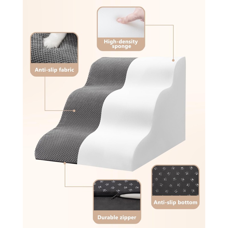 Dog Stairs for Small Dogs,3 Step Dog Ramp for Couch