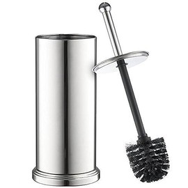 Home-it Toilet Bowl Brush and Holder Set - Chrome Tall Toilet Bowl Cleaner Brush with Lid, Great Bathroom Toilet Scrubber Brush