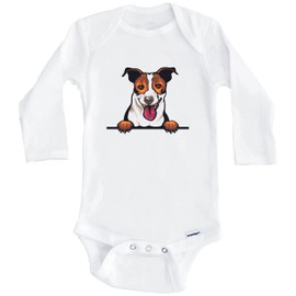 Jack Russell Terrier Dog Breed Cute One Piece Baby Bodysuit v2 (Long Sleeve), 12 Months White